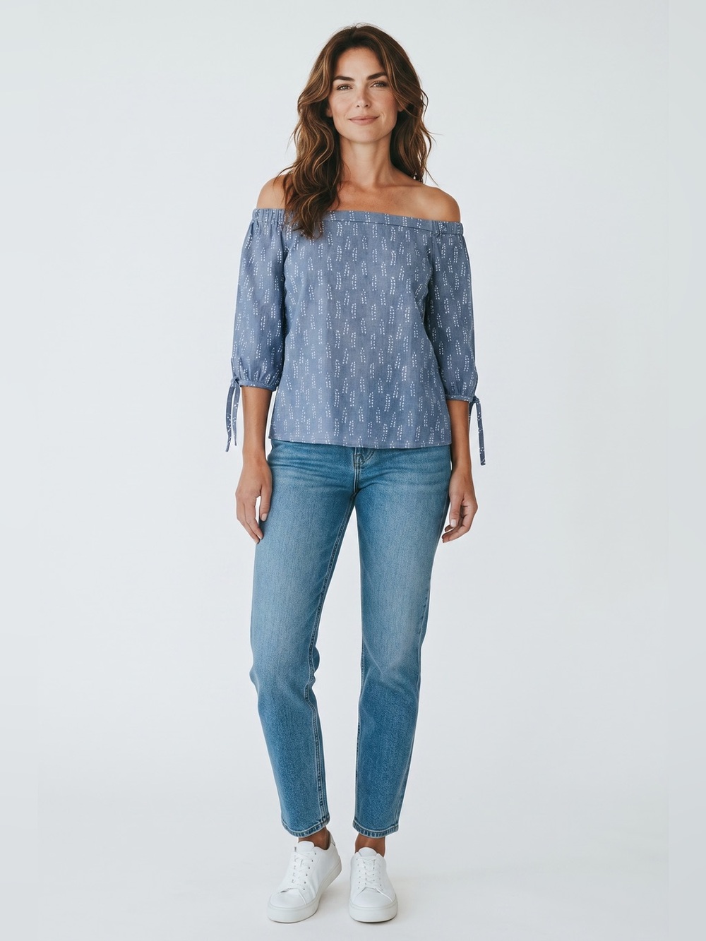 Clarte Simone Textured Off Shoulder Top // Blue // Medium